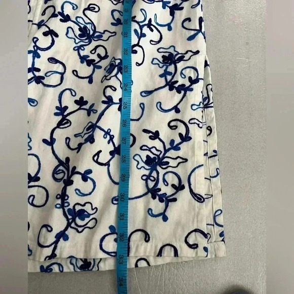 ❤️2/$50❤️[S] April Cornell Blue Embroidered White Cotton Tunic Dress Blouse - Picture 10 of 11